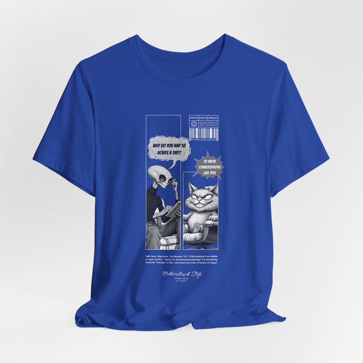 The NAP – 18h A Day t-shirt in True Royal — Vivid blue gives the shirt a standout urban look while maintaining design clarity.