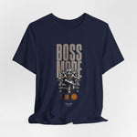 Color swatch for “Navy” – BOSS MODE design on a deep navy blue shirt.