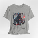 The SCORPIO t-shirt in Athletic Heather — 3D mockup showing shirt color Athletic Heather. No background. No model.
