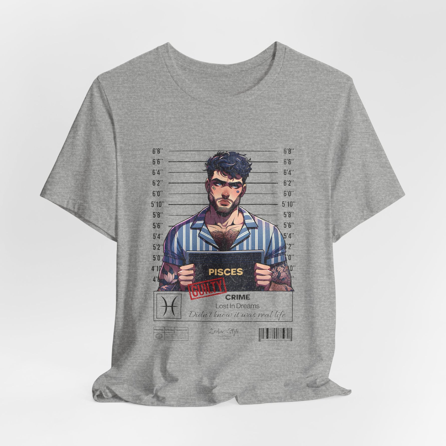 The PISCES t-shirt in Athletic Heather — neutral and unclear, like a vague feeling.