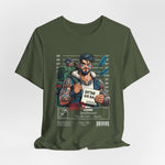 The SAGITTARIUS t-shirt in Military Green — rugged green for survival instincts and mobility. 3D mockup on white background. No model included.
