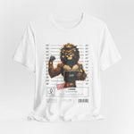 The LEO t-shirt in White – 3D mockup of a clean white shirt, showing full-color graphic clearly. NO BACKGROUND, NO MODEL.