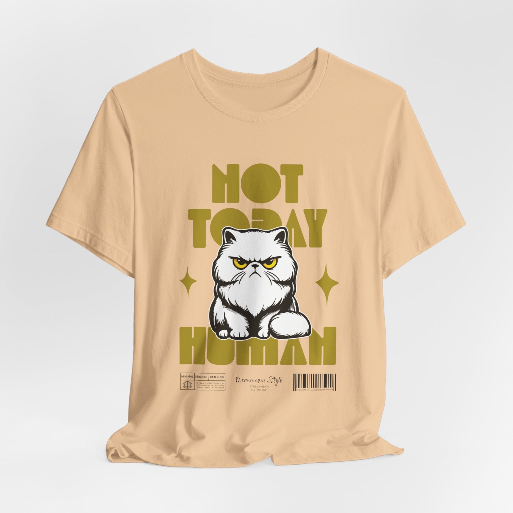The NOT TODAY t-shirt in Sand Dune — desert calm with zero tolerance.
