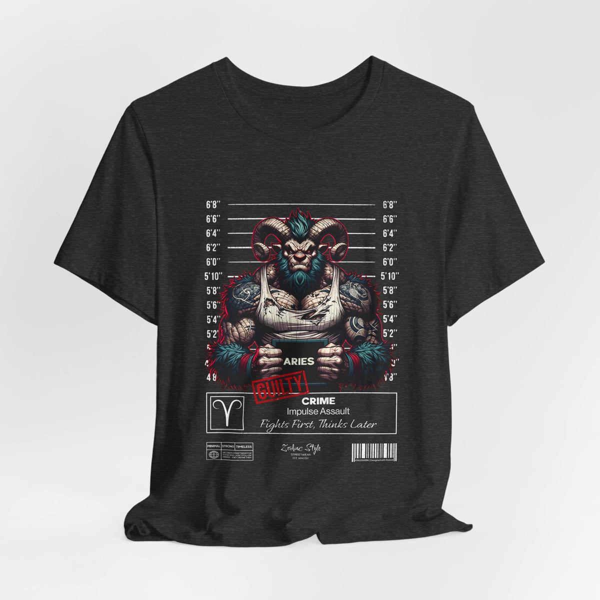 The ARIES t-shirt in dark heather grey — Stormy skies for stormy moods.