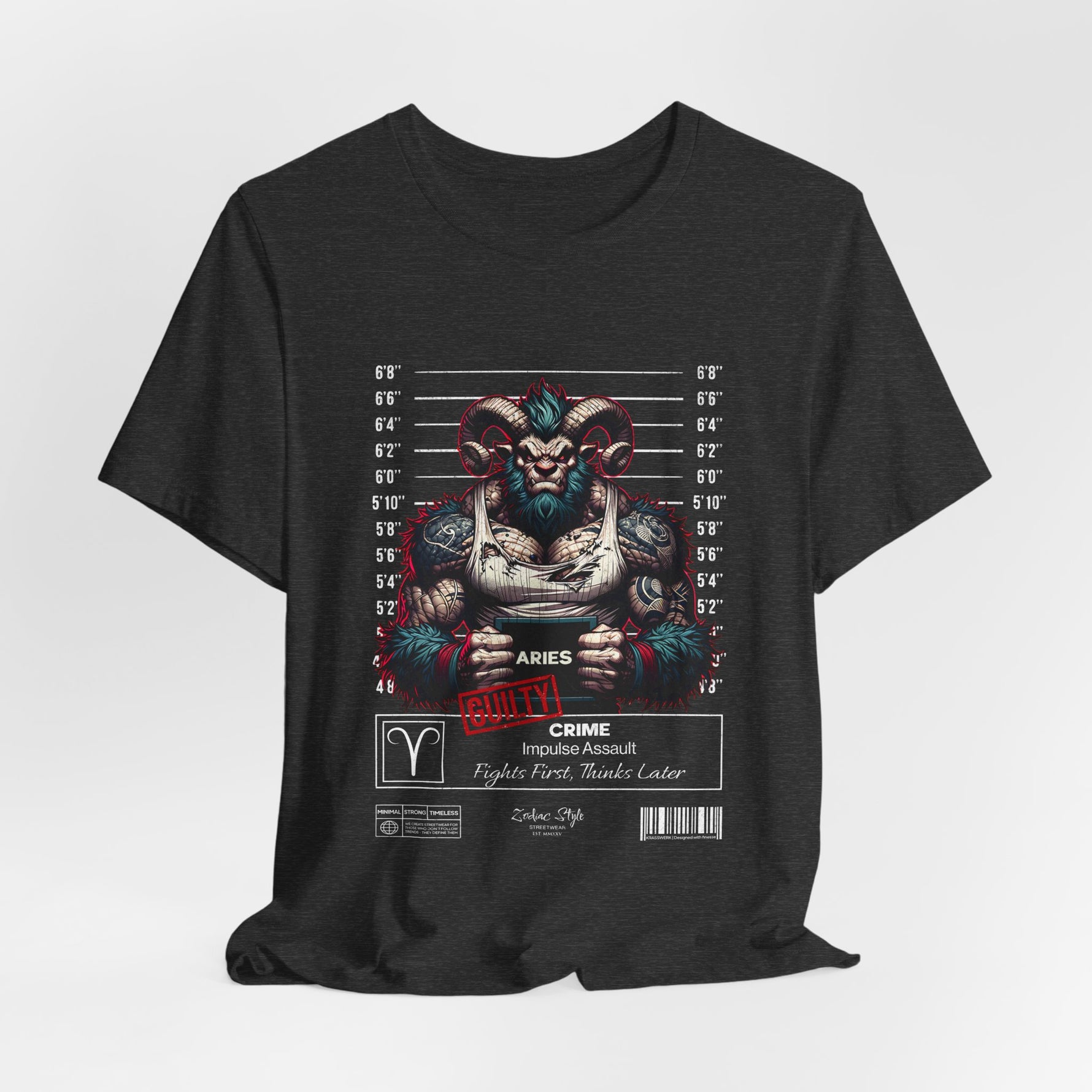 The ARIES t-shirt in dark heather grey — Stormy skies for stormy moods.