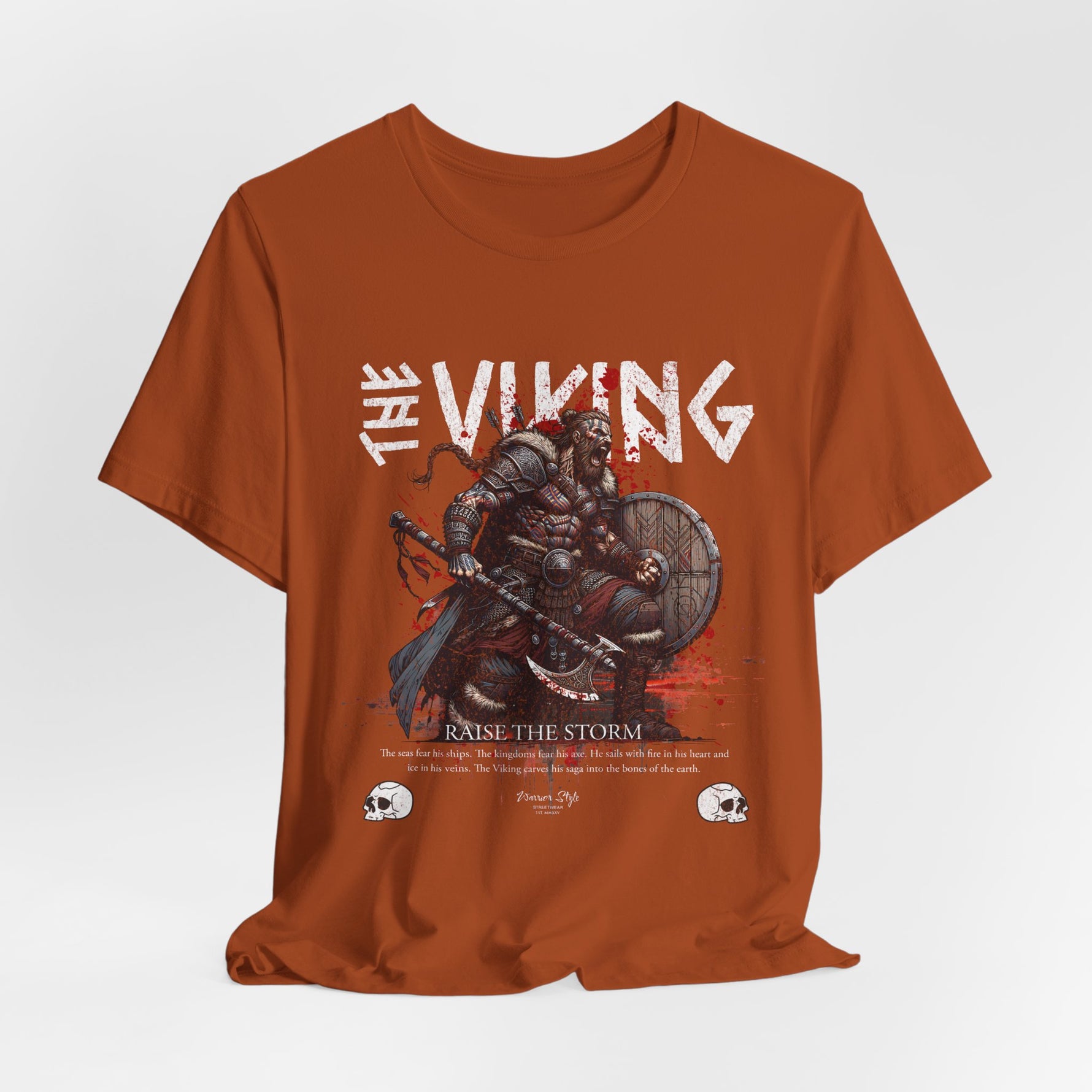 The VIKING t-shirt in Autumn — Earthy like ancient sails; born for cold winds and fallen leaves.