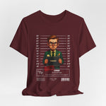 The VIRGO t-shirt in maroon — 3D mockup of the design on a rich maroon-colored shirt. No background, no model.