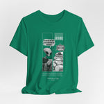 The Satisfiction t-shirt in kelly — 3D mockup showing the shirt in a vibrant grassy green tone. No background or model.