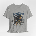 The NINJA t-shirt in Athletic Heather — like fog before dawn, present yet fading.