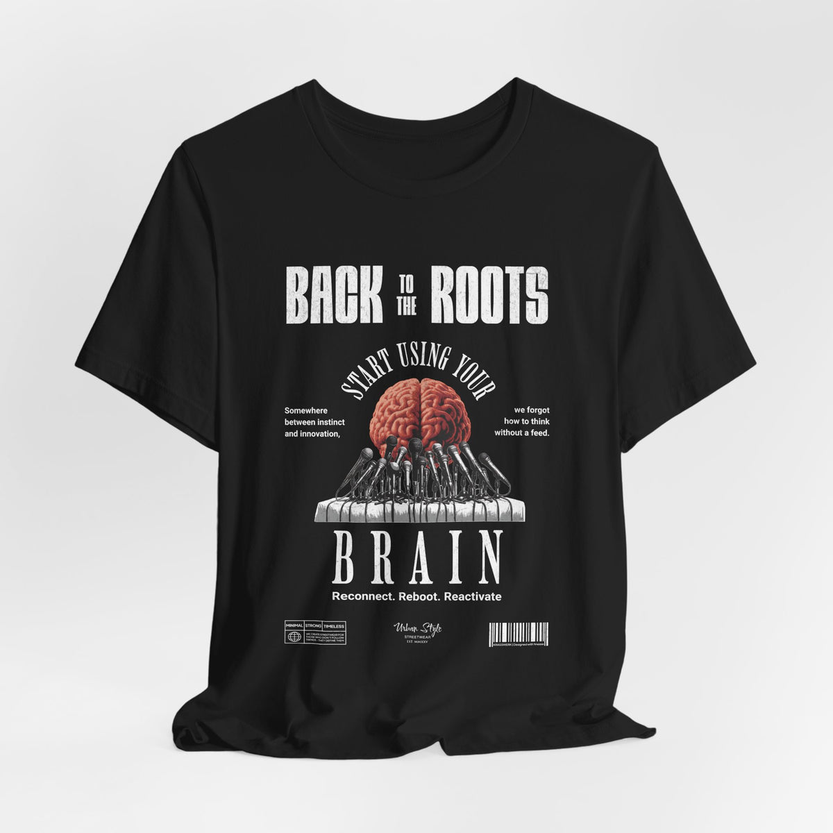 The Back to the Roots t-shirt in Black — all modern fades. the root doesn’t.
