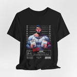 3D mockup of the LIBRA t-shirt in Black — solid deep black. NO BACKGROUND. NO MODEL.