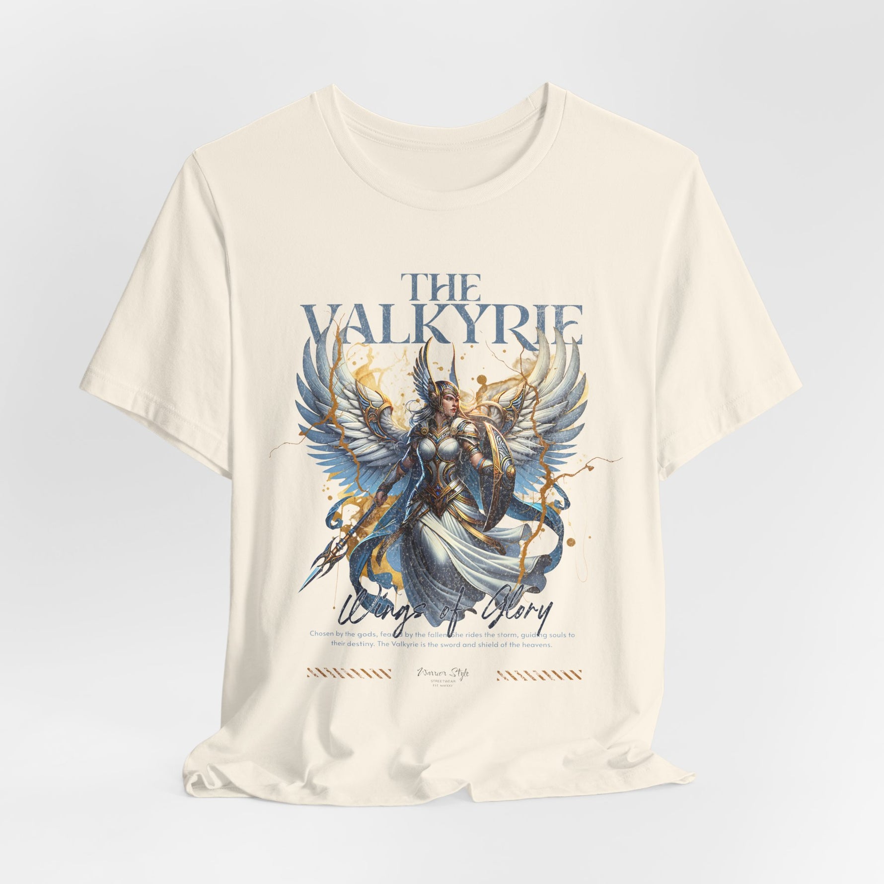 The VALKYRIE t-shirt in Natural — quiet elegance hiding a fierce undertow.