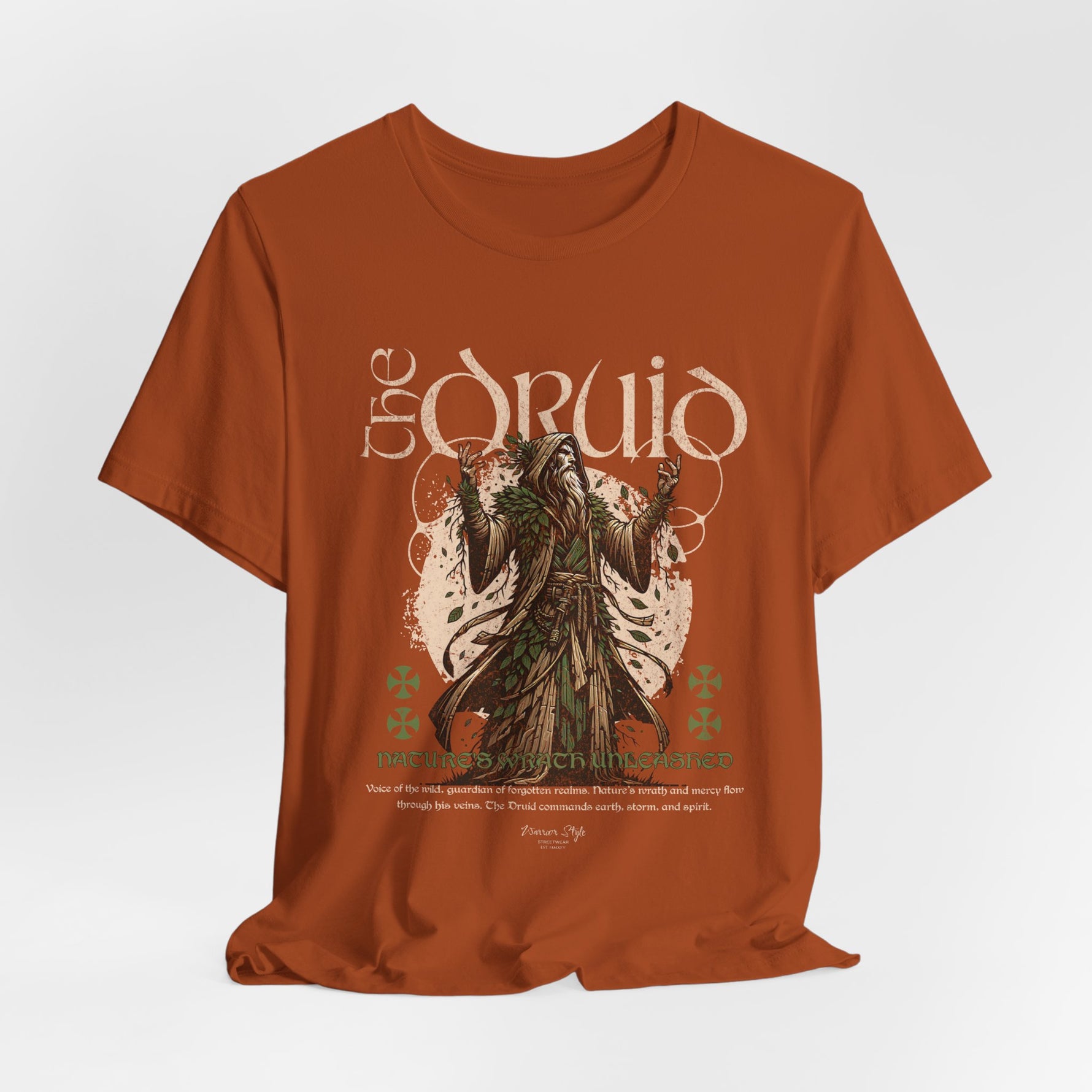 The DRUID t-shirt in Autumn — like falling leaves whispering old spells.