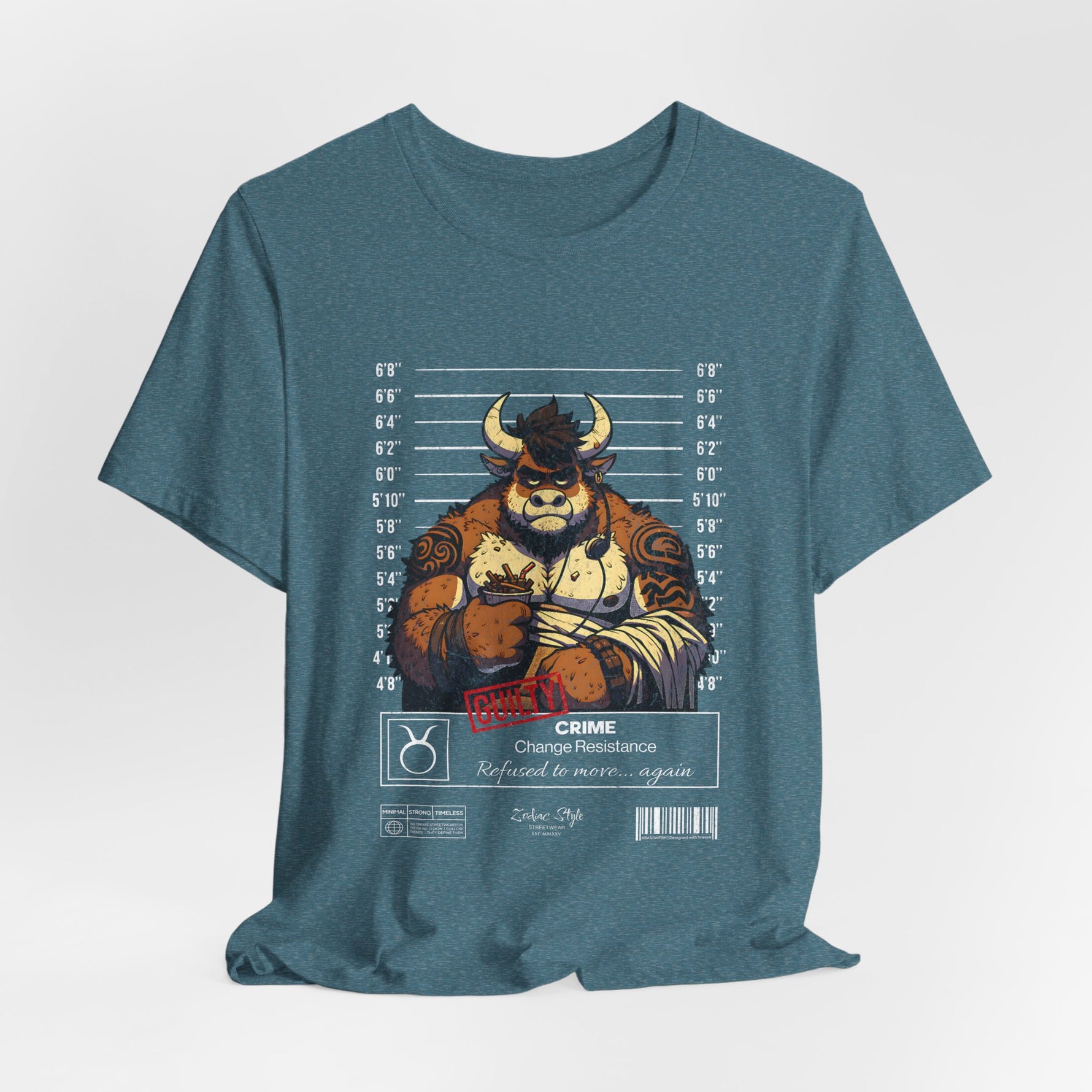 The TAURUS t-shirt in Heather Deep Teal — Steady waters hide the strongest force.