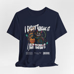 The I Just Tested It t-shirt in navy — a classic deep blue that grounds the vivid colors of the design with clean contrast.