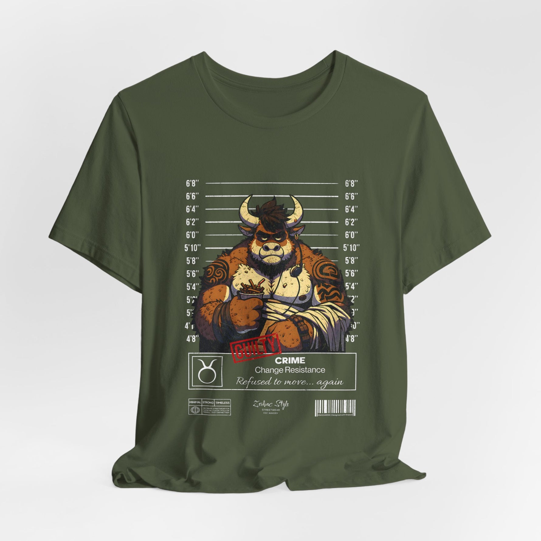 The TAURUS t-shirt in Military Green — Stand firm. This color doesn’t budge.