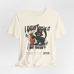 The I Just Tested It t-shirt in natural — a creamy off-white that complements the retro color palette of the design.