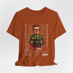 The VIRGO t-shirt in autumn — 3D mockup of the design on an autumn-colored shirt. No background, no model.