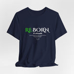 The REBORN t-shirt in Navy — deep healing wrapped in quiet depth.