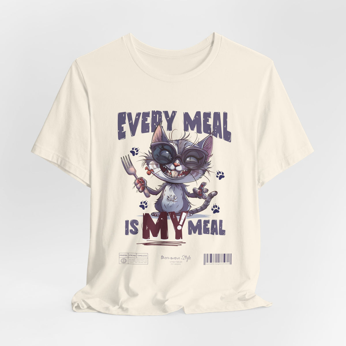 The EVERY MEAL IS MY MEAL t-shirt in natural — soft off-white tone for a light, humorous aesthetic.