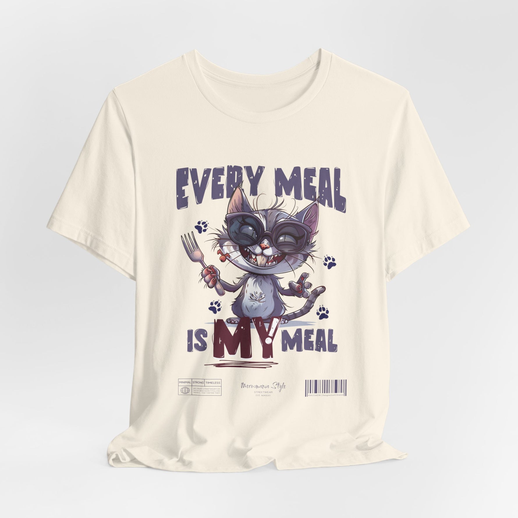 The EVERY MEAL IS MY MEAL t-shirt in natural — soft off-white tone for a light, humorous aesthetic.
