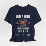 The Back to the Roots t-shirt in Navy — old knowledge beneath calm waters.
