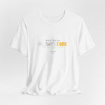 The PROTOCOL BLACKCODE t-shirt in White — looks pure. Acts rogue. 3D mockup of a clean white t-shirt with no model and no background.