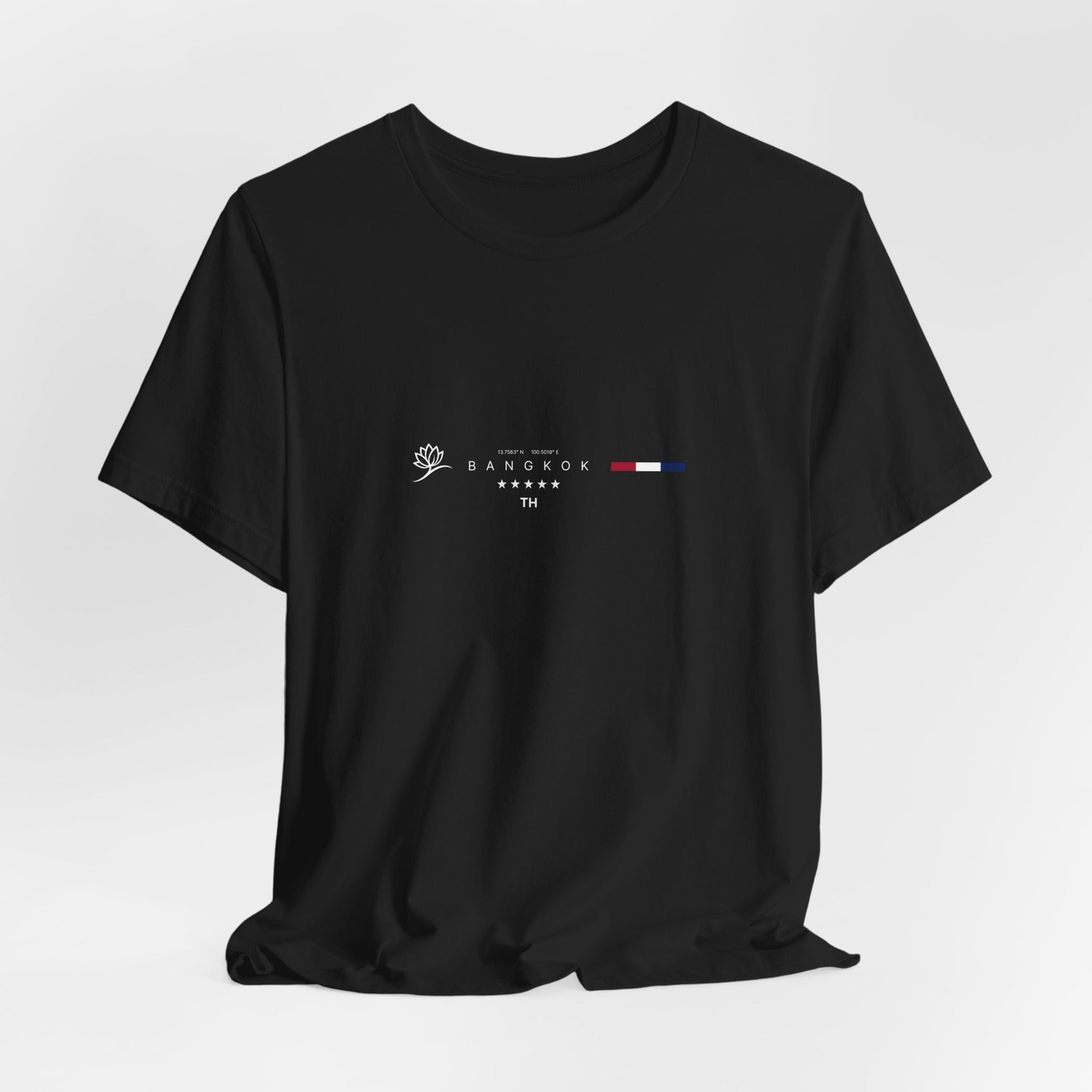 The BANGKOK t-shirt in Black — timeless and bold, where the design pops in full contrast.
