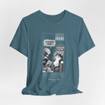 The FEEL REMORSE? t-shirt in heather deep teal — 3D mockup, rich blue-green mix, no background, no model.