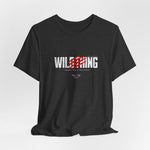 The WILDTHING t-shirt in Dark Heather Grey — Muted texture enhances the raw contrast of the bold design.