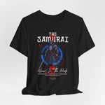 The Samurai t-shirt in Black — shadowed edge of discipline and death.