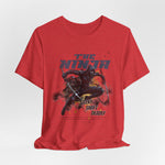 The NINJA t-shirt in Heather Red — blood remembered, never spilled in vain.