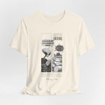 The Satisfiction t-shirt in natural — 3D mockup with an off-white, creamy hue. No background or model.