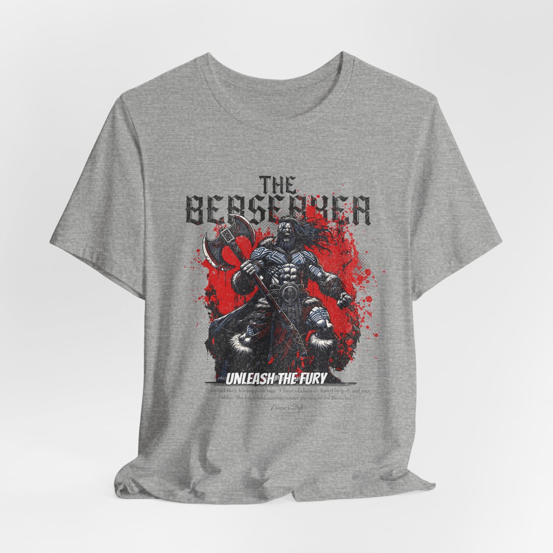 The BERSERKER t-shirt in Athletic Heather — Steel-gray focus before the break.