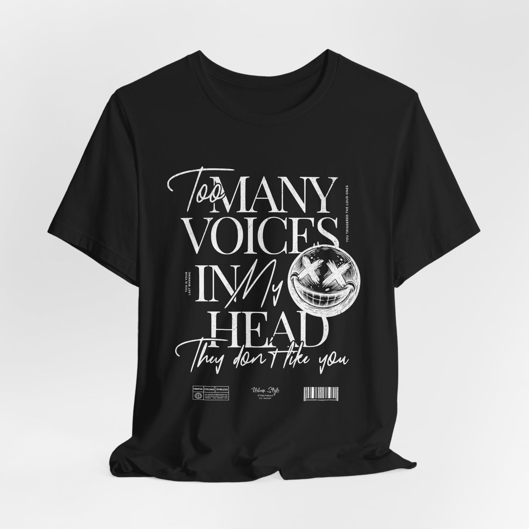 The MANY VOICES t-shirt in Black — The purest contrast for the loudest voices.