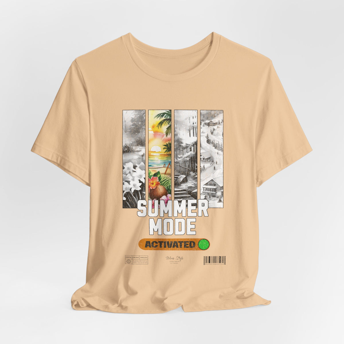 The SUMMER MODE t-shirt in sand dune — Sun-baked calm for laid-back dreamers.
