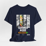 The SUMMER MODE t-shirt in navy — Ocean depths reimagined in wearable shade.