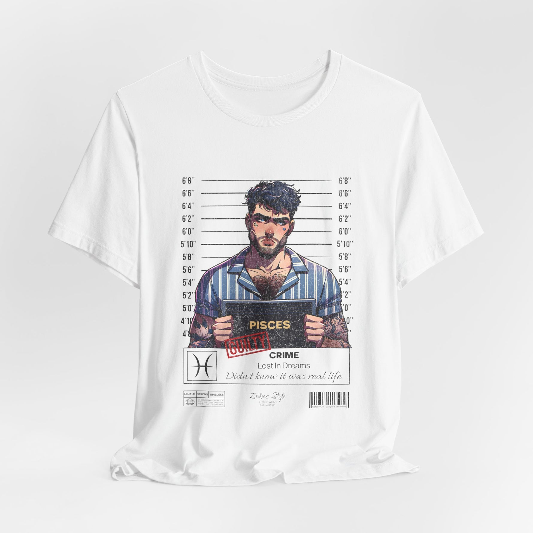 The PISCES t-shirt in White — still and open, like a dream you can’t explain.