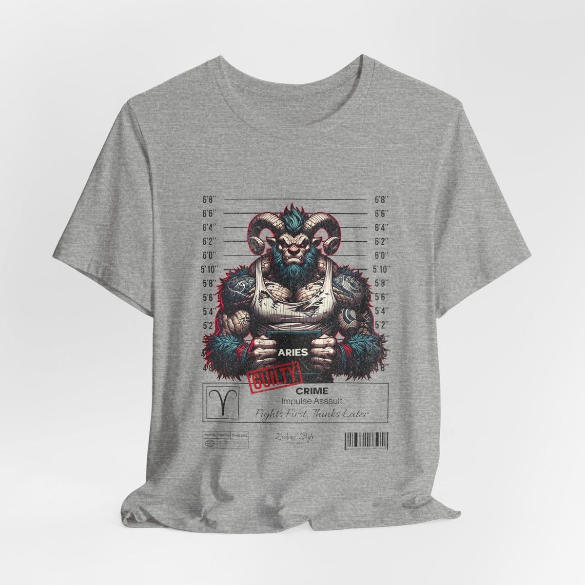 The ARIES t-shirt in athletic heather — Looks calm. Isn’t.
