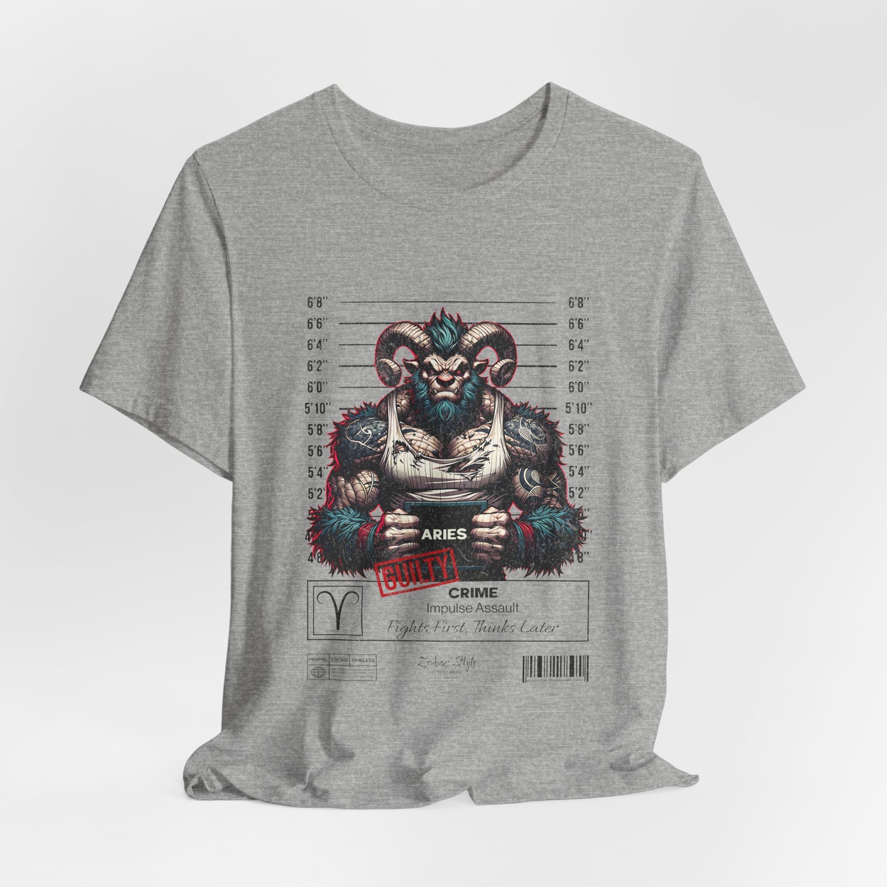 The ARIES t-shirt in athletic heather — Looks calm. Isn’t.