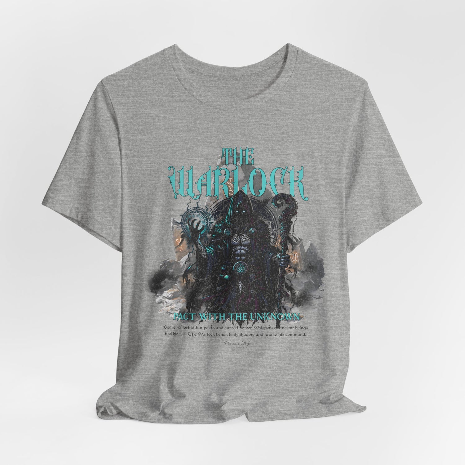 The Warlock t-shirt in Athletic Heather — Hexed neutrality, quiet yet dangerous.