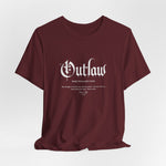 The OUTLAW t-shirt in Maroon — slow-burn strength that never asked permission.
