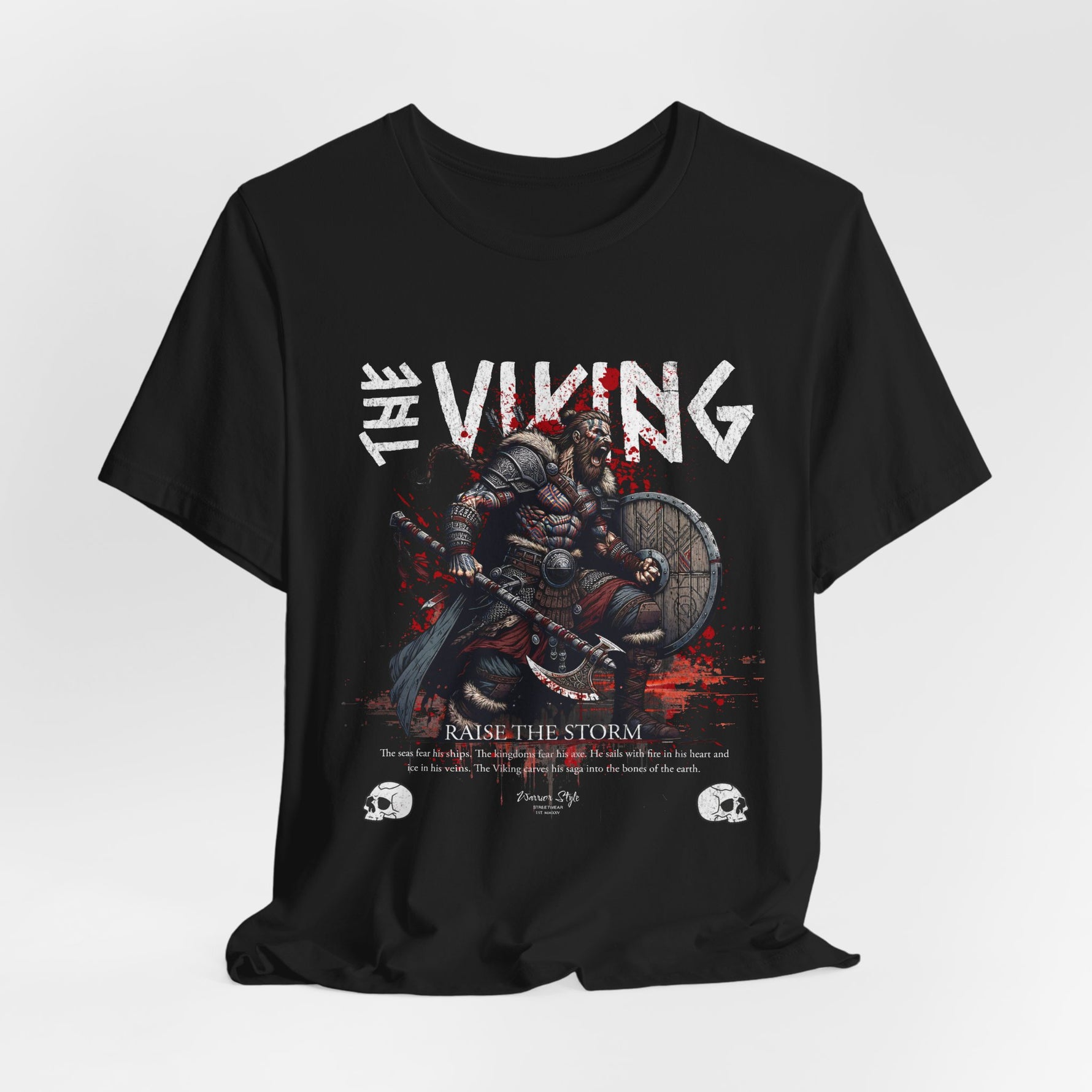 The VIKING t-shirt in Black — Night of the raid. Silent. Final.