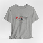 The UNIT OFFLINE t-shirt in athletic heather — a clean trace that vanishes mid-transmission.