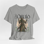 The DRUID t-shirt in Athletic Heather — mist and breath, woven into ritual.