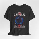 The Samurai t-shirt in Dark Heather Grey — like ash before the storm.