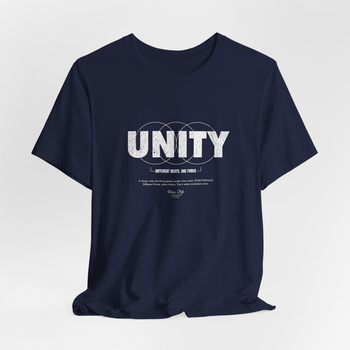 The UNITY t-shirt in Navy — quiet power, collective depth.