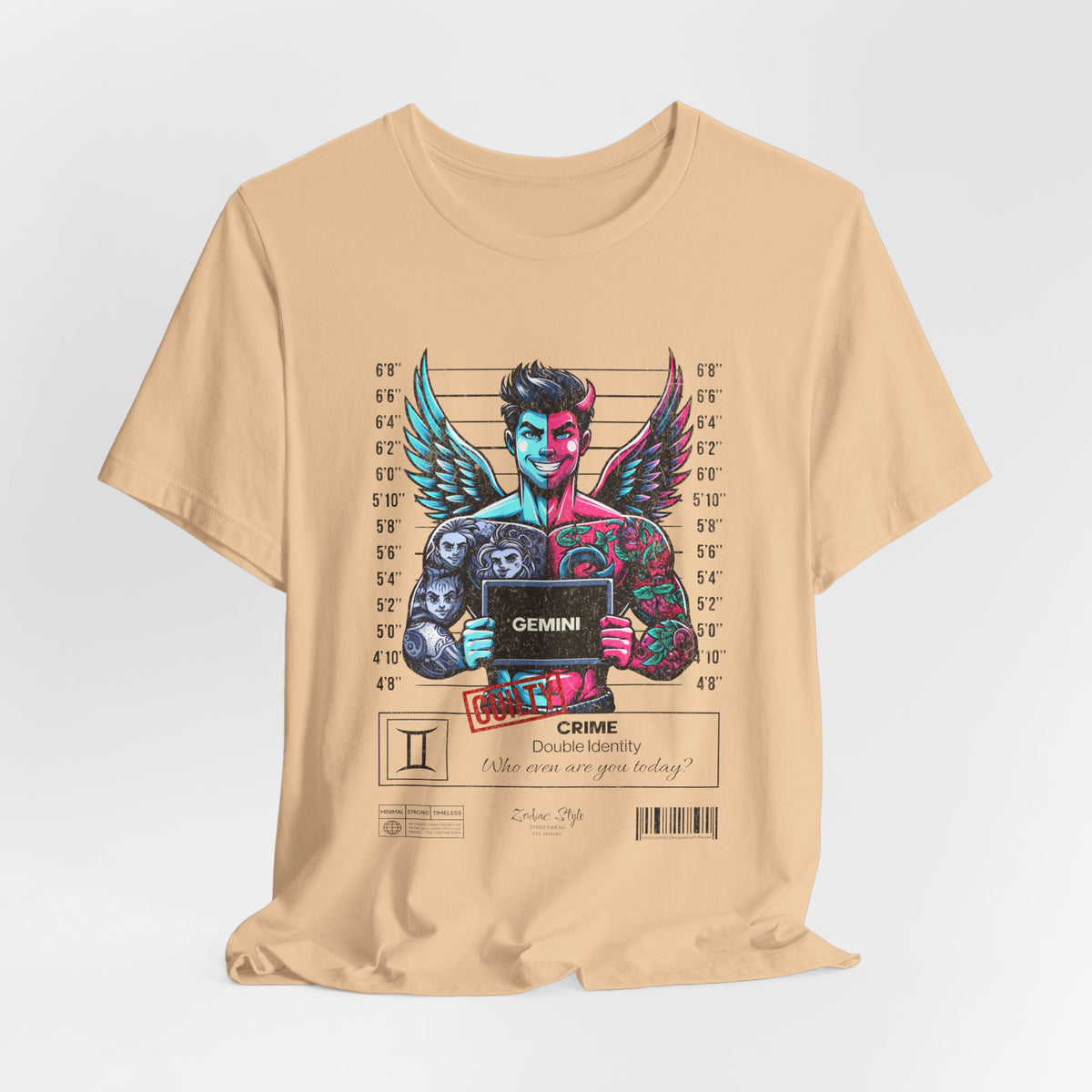 The GEMINI t-shirt in Sand Dune — Calm on the surface. Chaos in the comments.