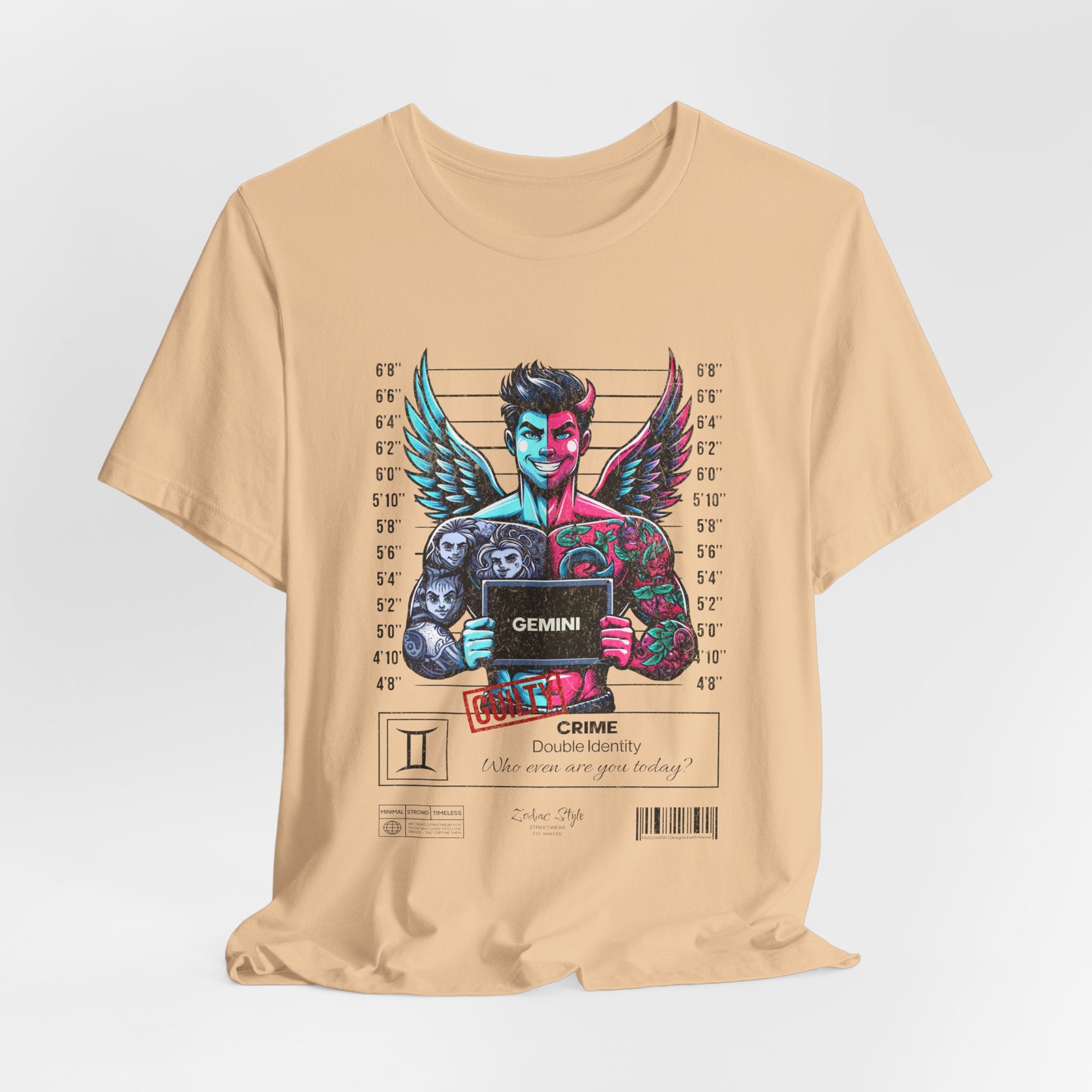 The GEMINI t-shirt in Sand Dune — Calm on the surface. Chaos in the comments.