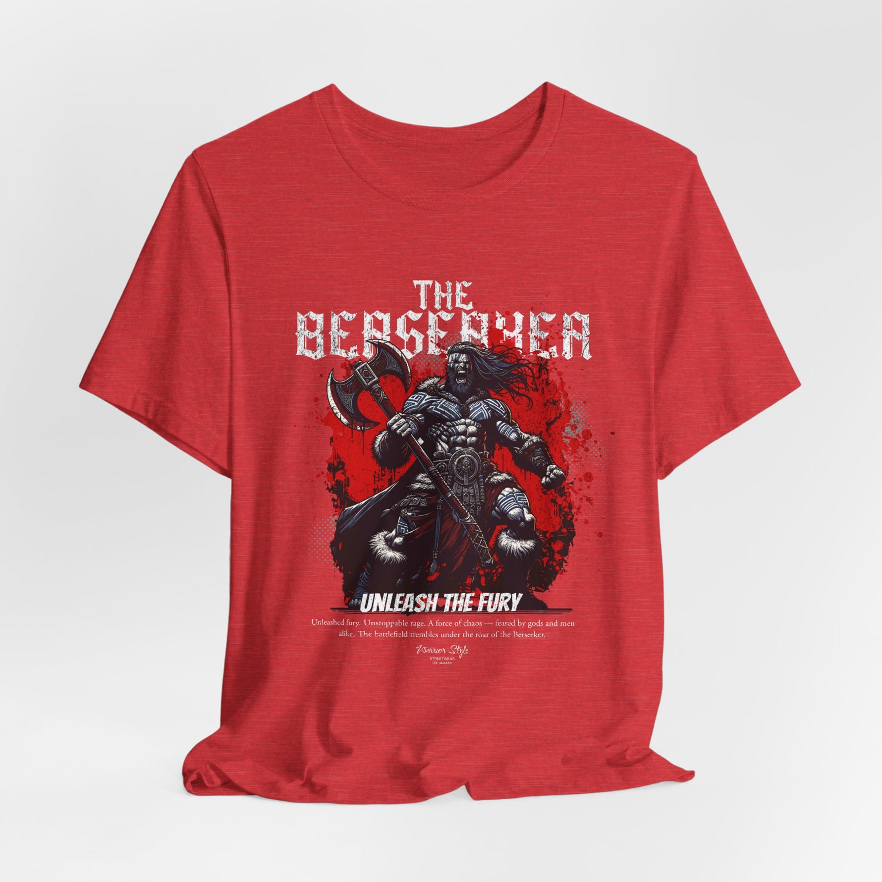 The BERSERKER t-shirt in Heather Red — Boiling rage, moments before it breaks loose.